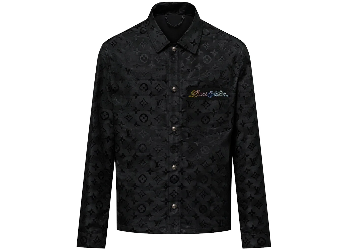 Louis Vuitton Monogram Moire Jacquard Silk Overshirt Black - 1