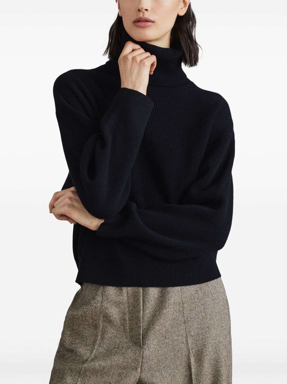 roll-neck ribbed jumper - 3