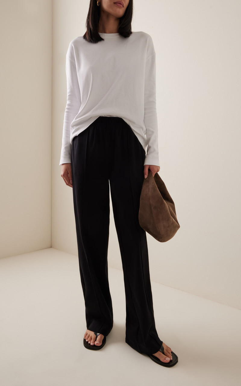 Another Tomorrow Seamed Cotton Pants black outlook