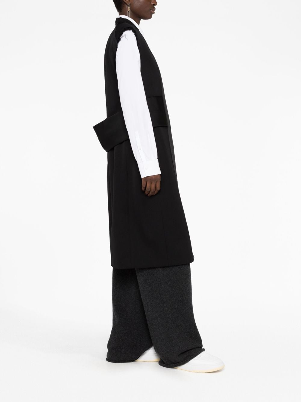knee-length belted vest - 6