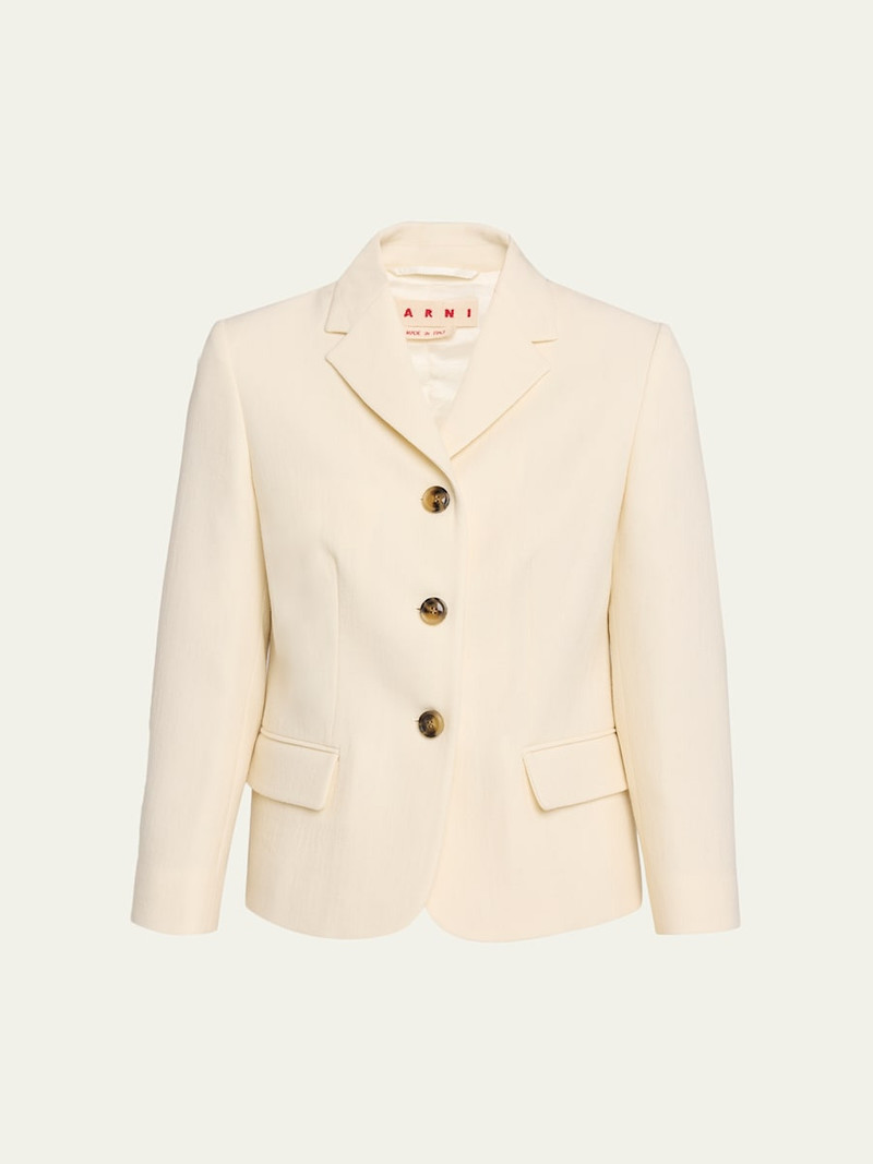 Double Wool Crepe Single-Breasted Blazer Jacket 1