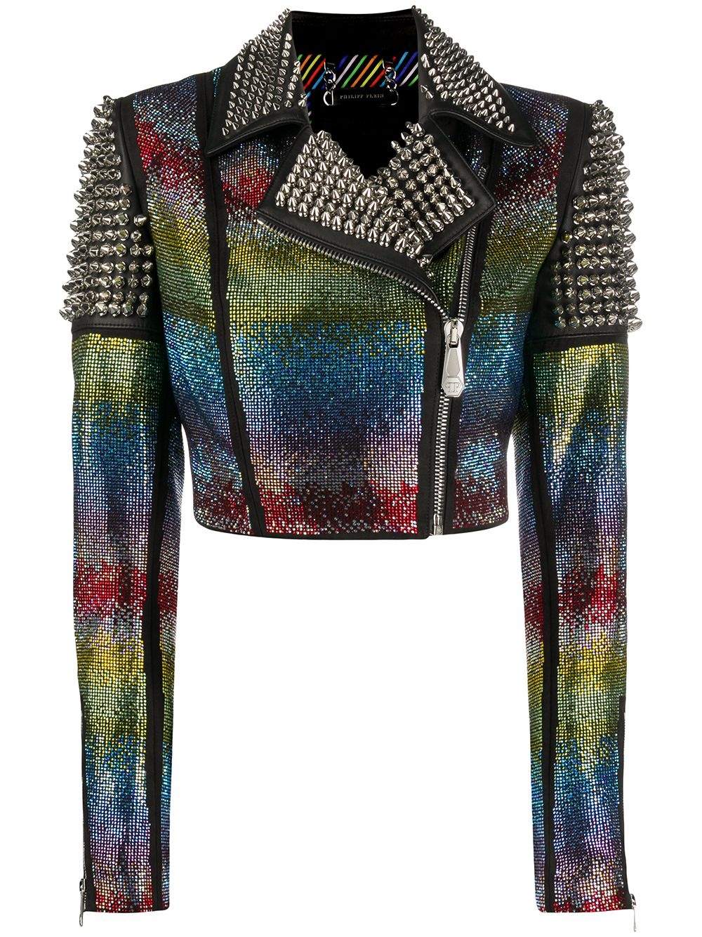 rainbow-studded biker jacker - 1