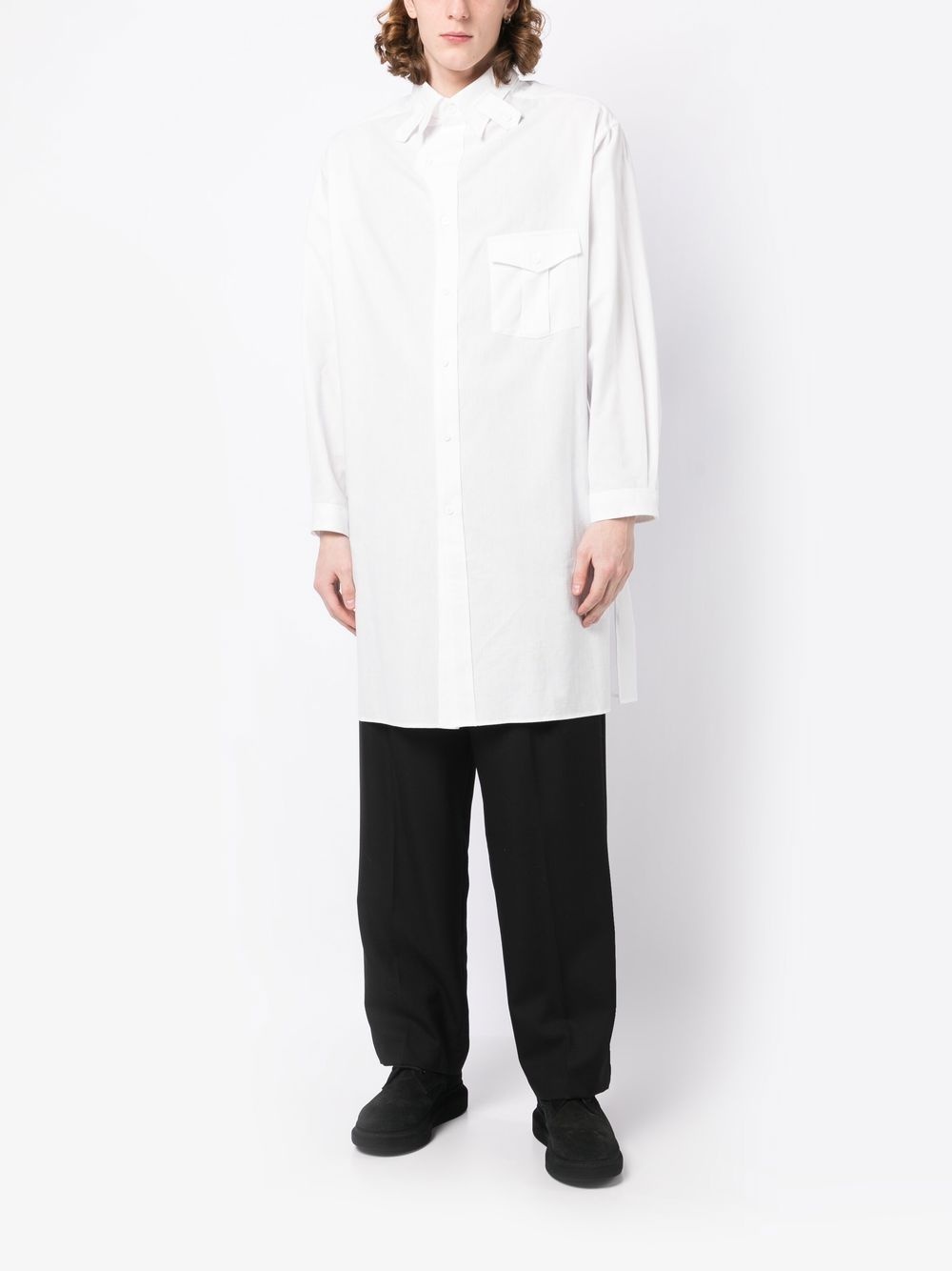 tab-collar long shirt - 2