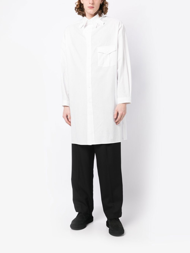 Yohji Yamamoto tab-collar long shirt outlook