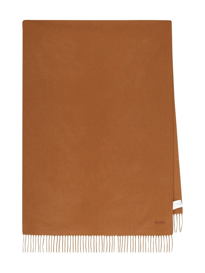 fringed embroidered-logo scarf 1