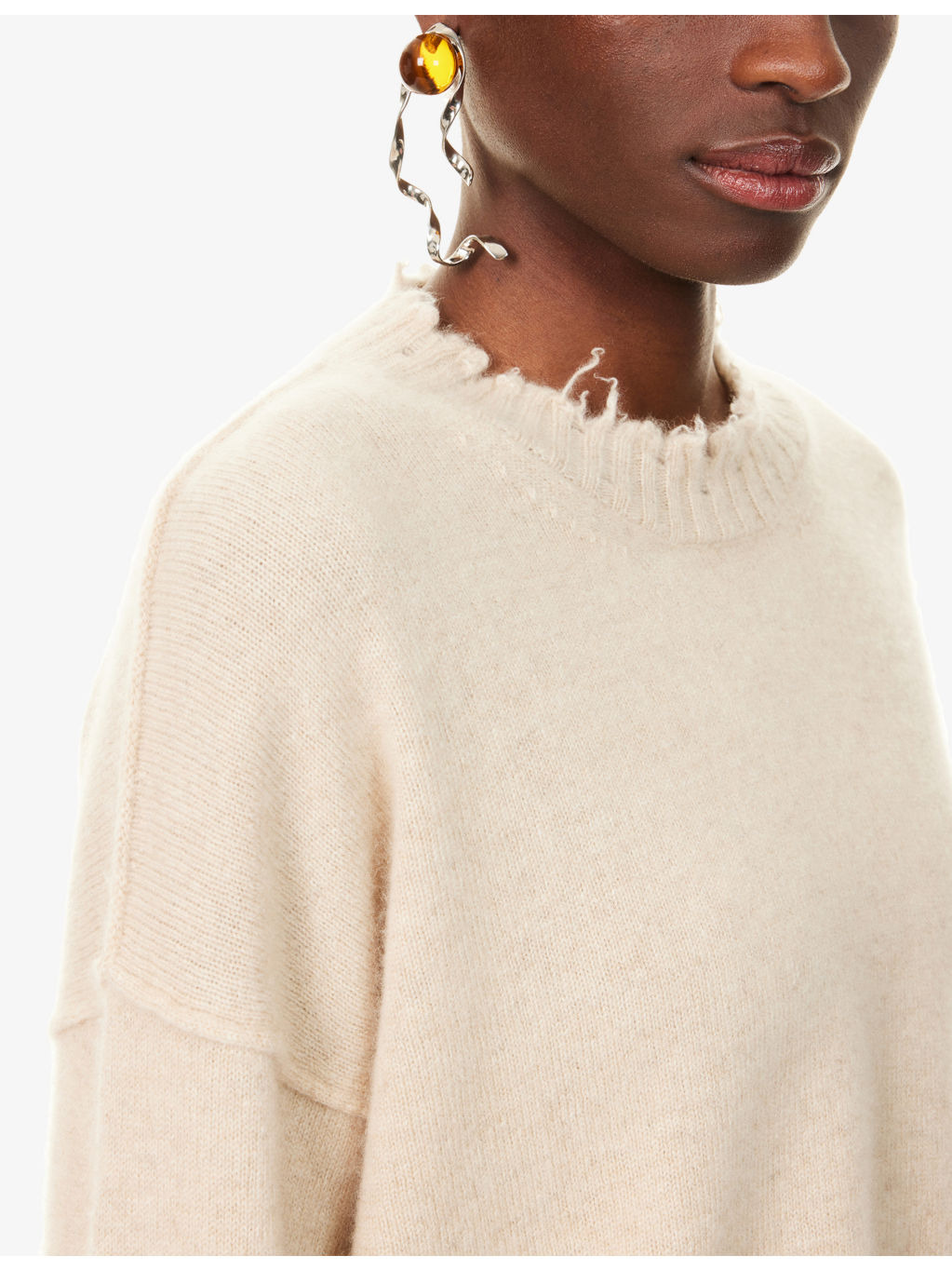Distressed Round-Neck Cashmere Jumper - 5