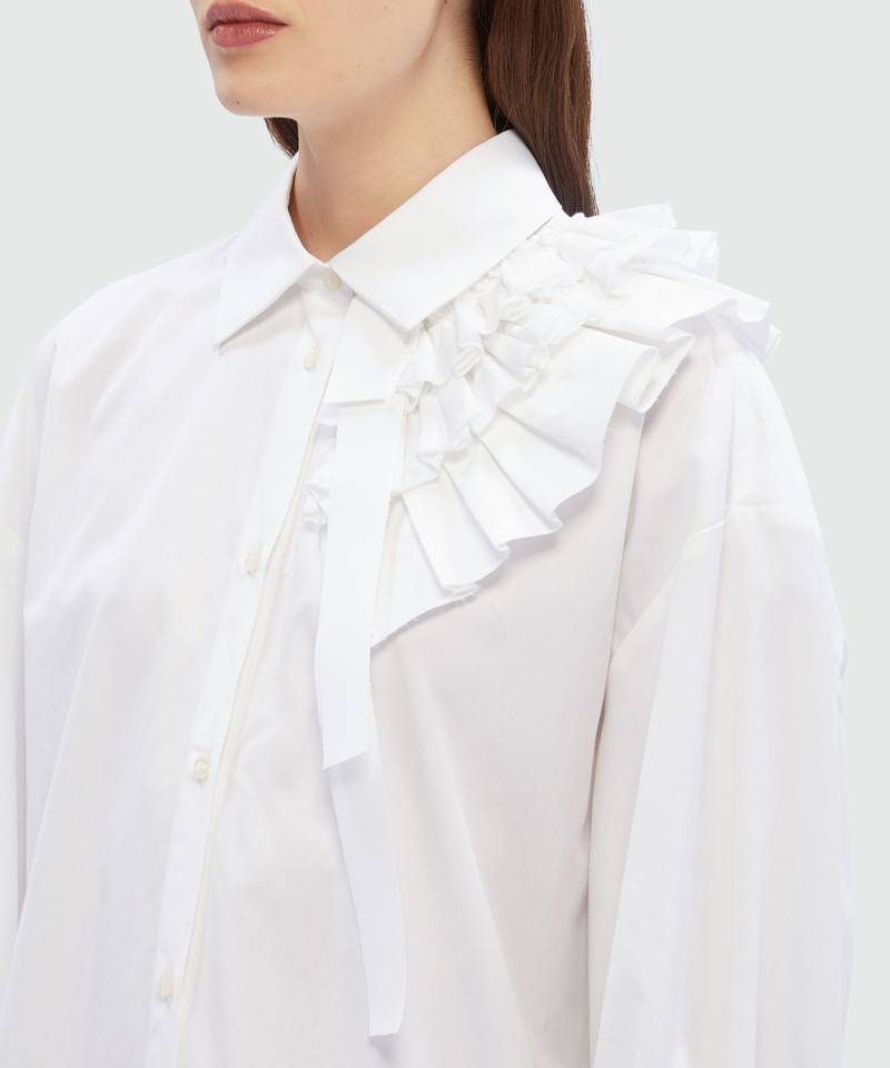 White poplin shirt with ruffle detail 5