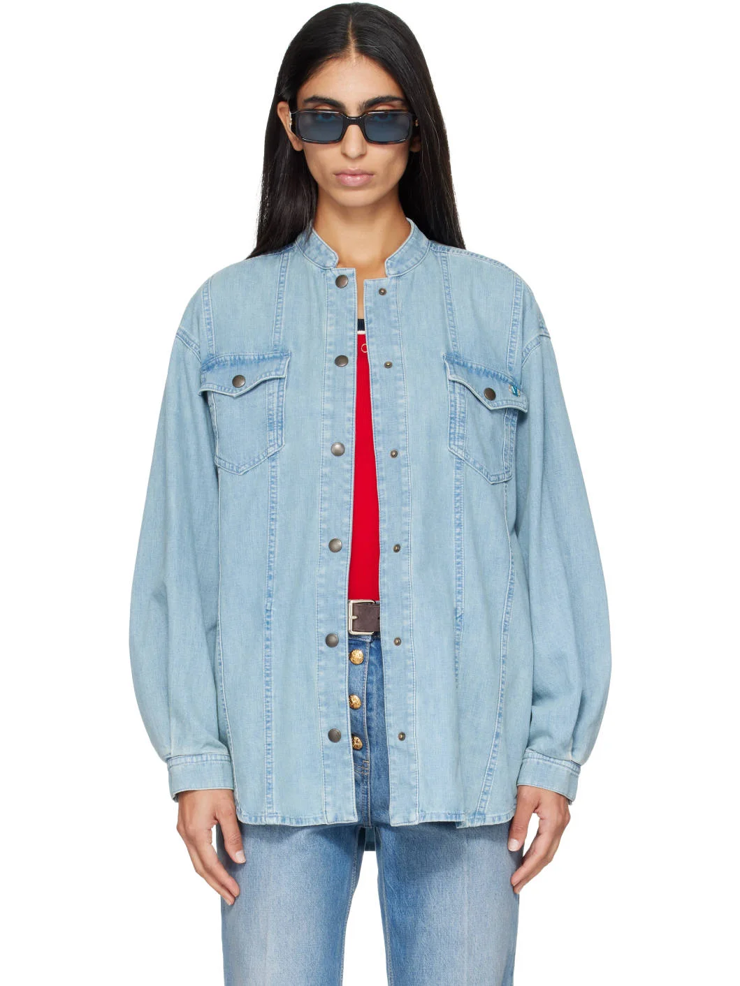 Blue Cotton Chambray Shirt - 1