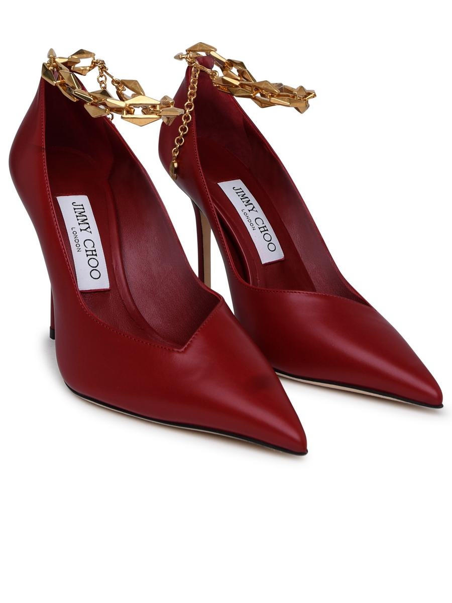 JIMMY CHOO DIAMOND PUMPS IN RED LEATHER - 2