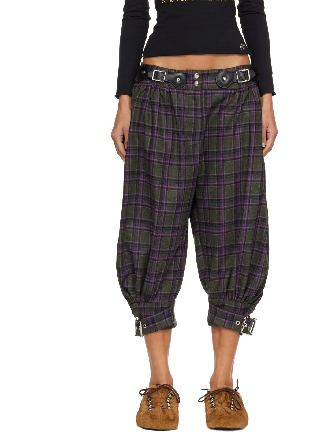 Gray & Purple Plus Fours Knickerbocker Trousers - 1