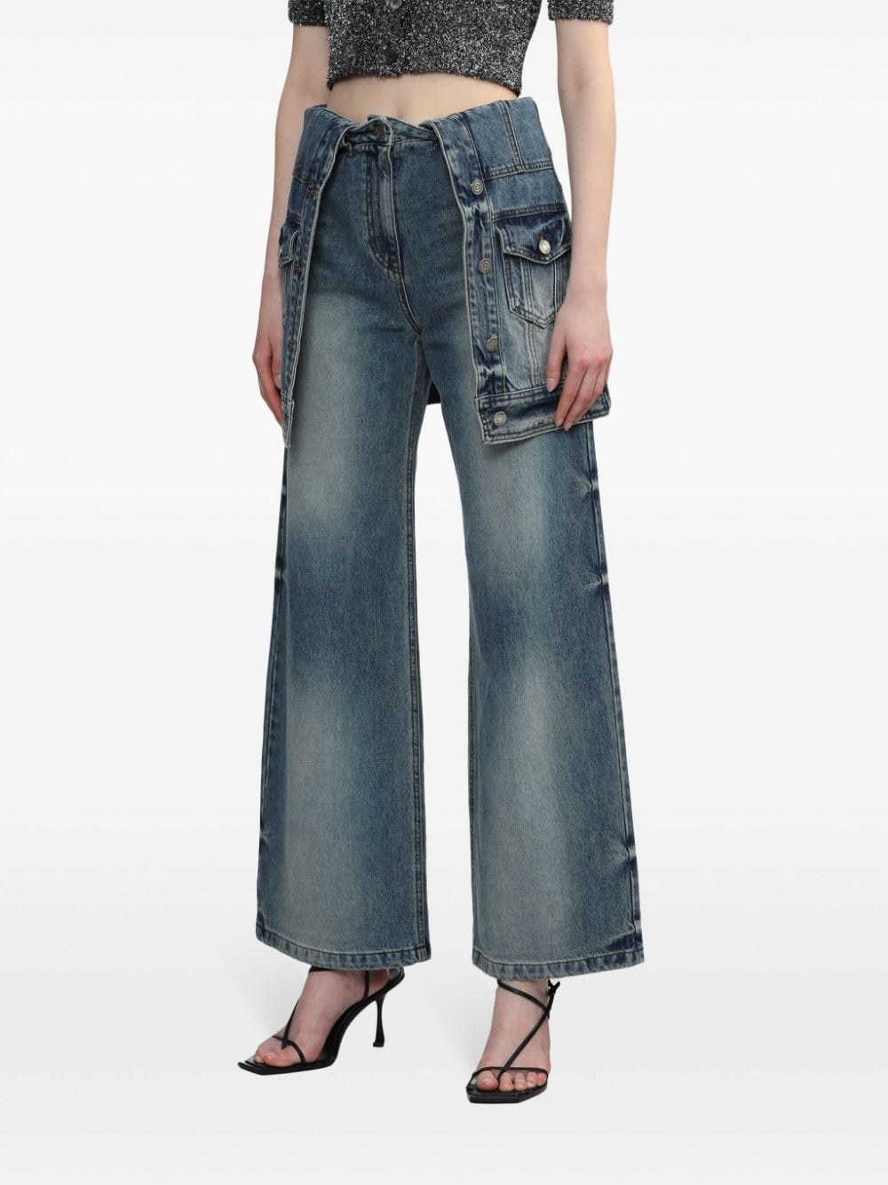 layered panelled jeans - 3