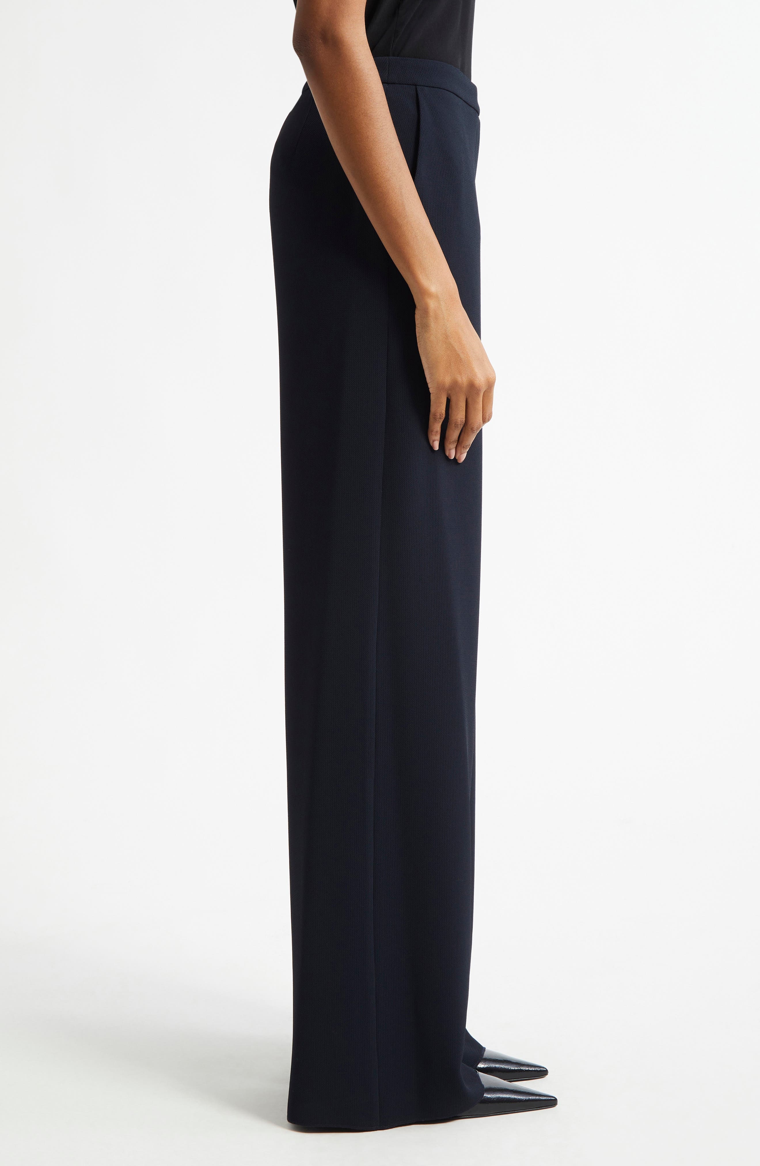 Emporio Armani Wide Leg Pants in Navy Blue at Nordstrom - 4