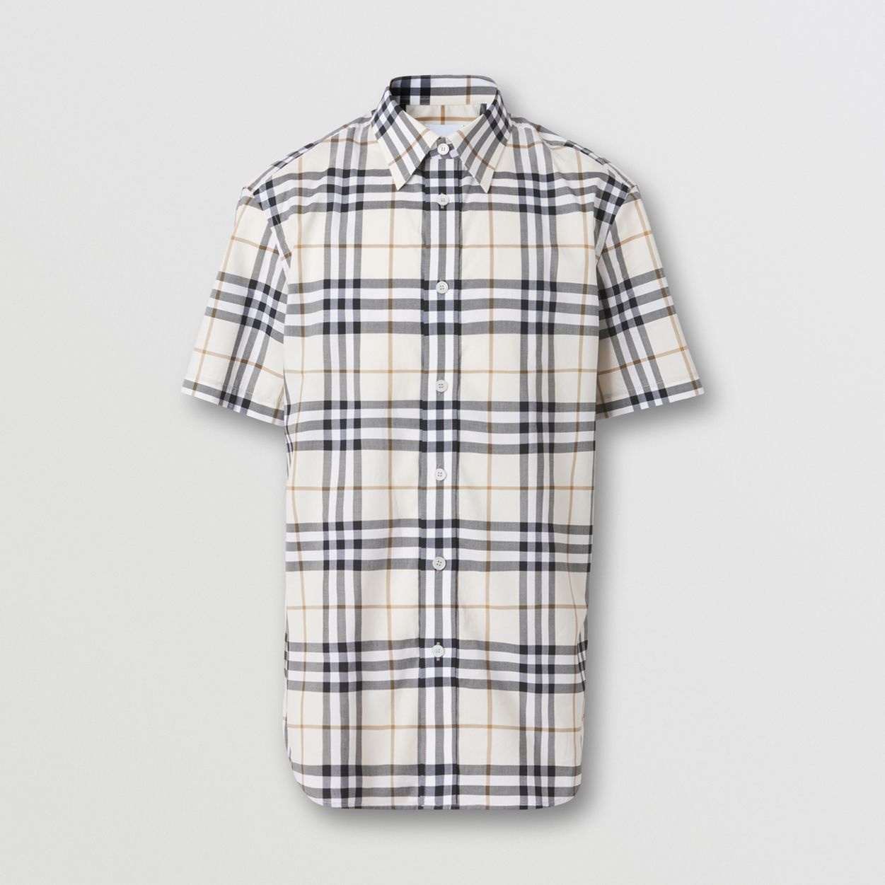 Short-sleeve Check Cotton Poplin Shirt - 1