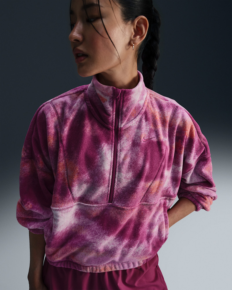 Nike One Women's Therma-FIT Oversized 1/2-Zip Fleece Printed Top 1