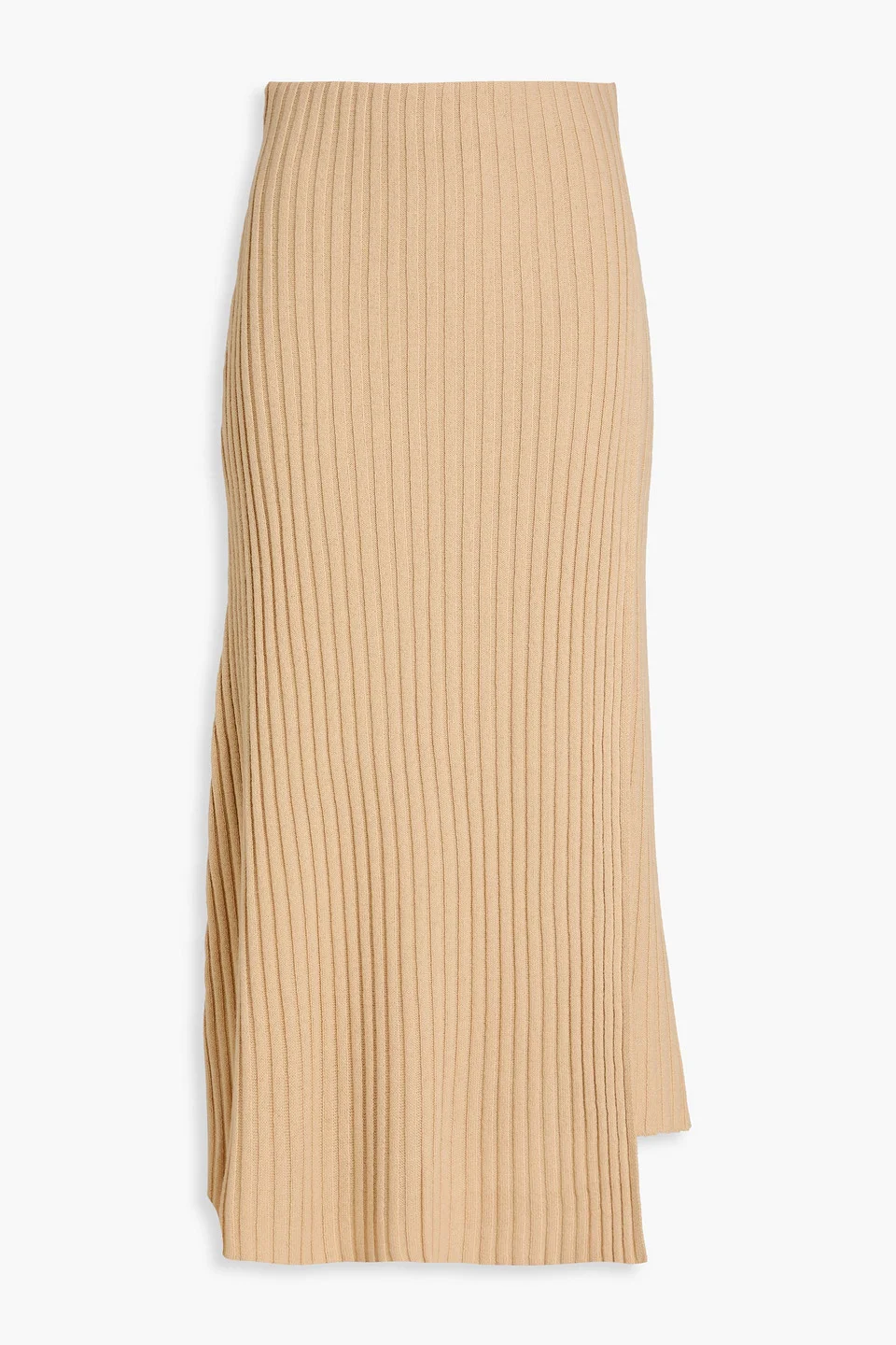 Cassila wrap-effect ribbed merino wool midi skirt - 1