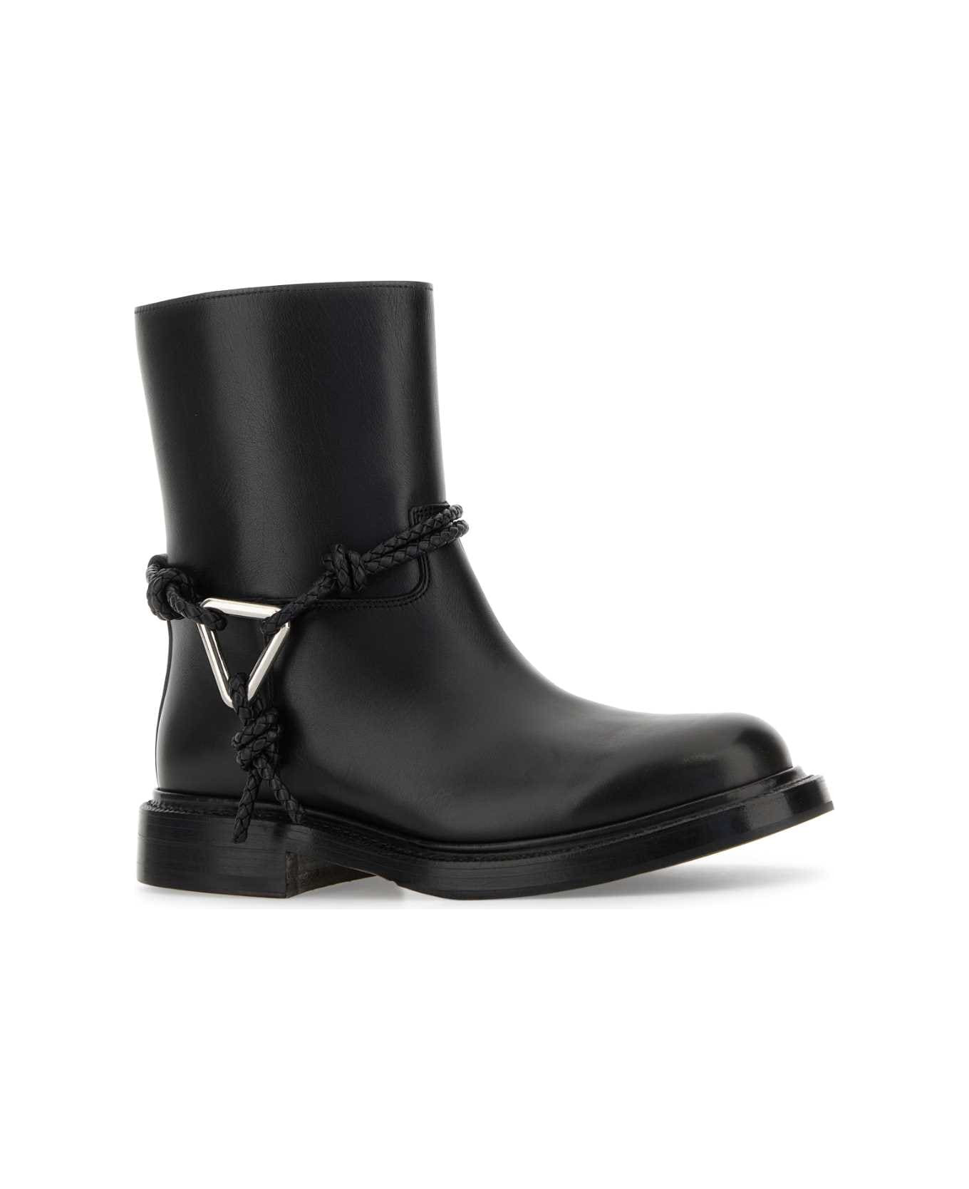 Black Leather James Ankle Boots - 2
