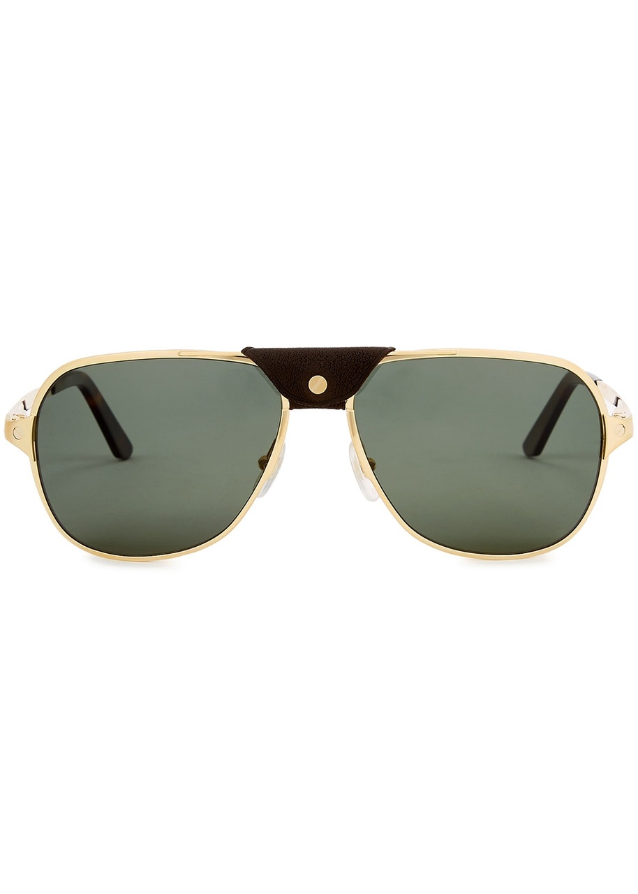 Cartier Santos De Cartier Gold-tone Aviator-style Sunglasses - 2