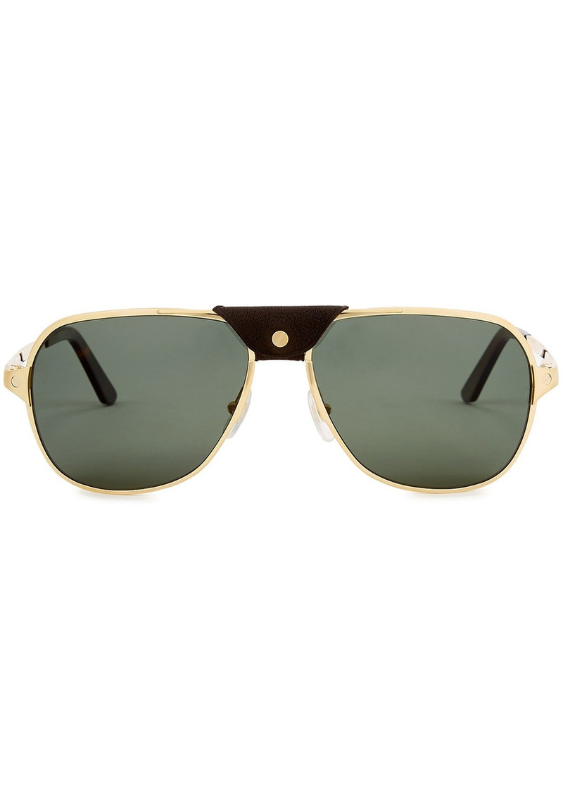 Cartier Cartier Santos De Cartier Gold-tone Aviator-style Sunglasses outlook