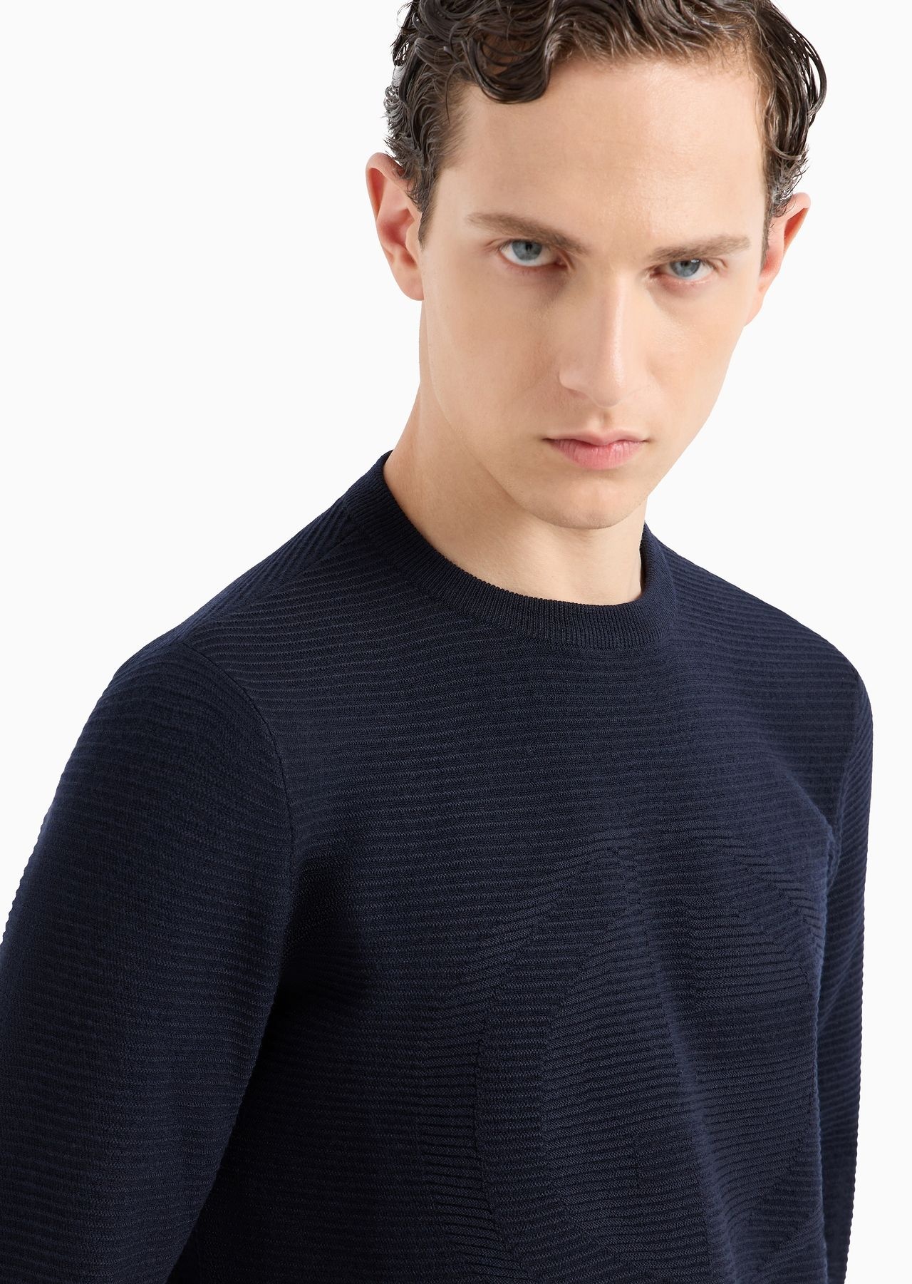 Virgin-wool blend crew-neck jumper with jacquard logo - 5