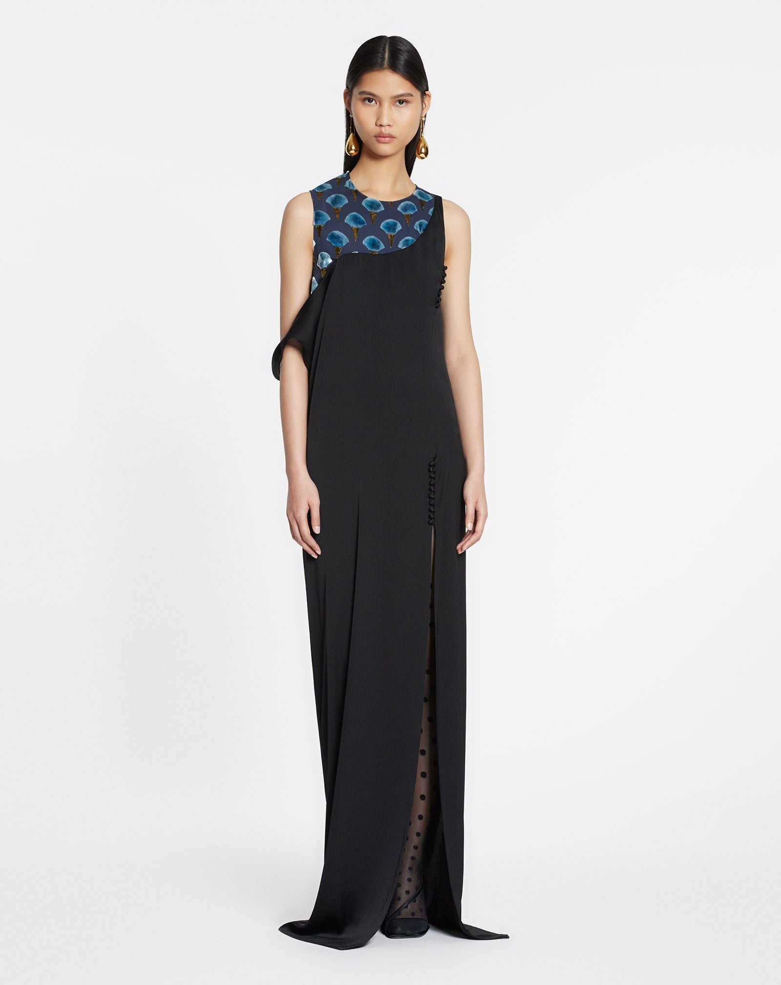 ASYMMETRICAL DRAPED SATIN MIDI DRESS - 2