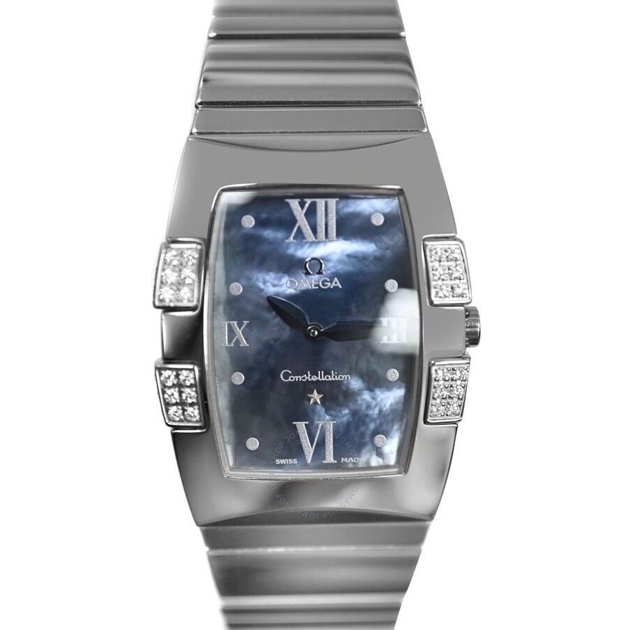 Pre-owned Omega Constellation Quadrella Quartz Diamond Blue Dial Ladies Watch 1586.72 - 2