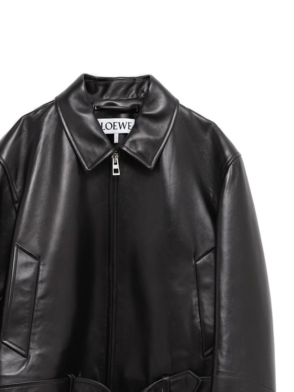 belted leather jacket - 2