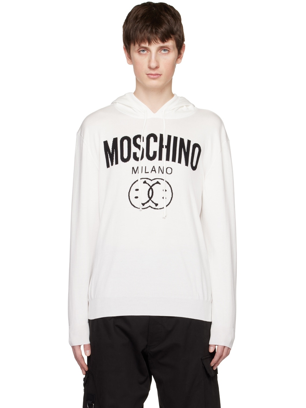 White Double Smiley Hoodie - 1