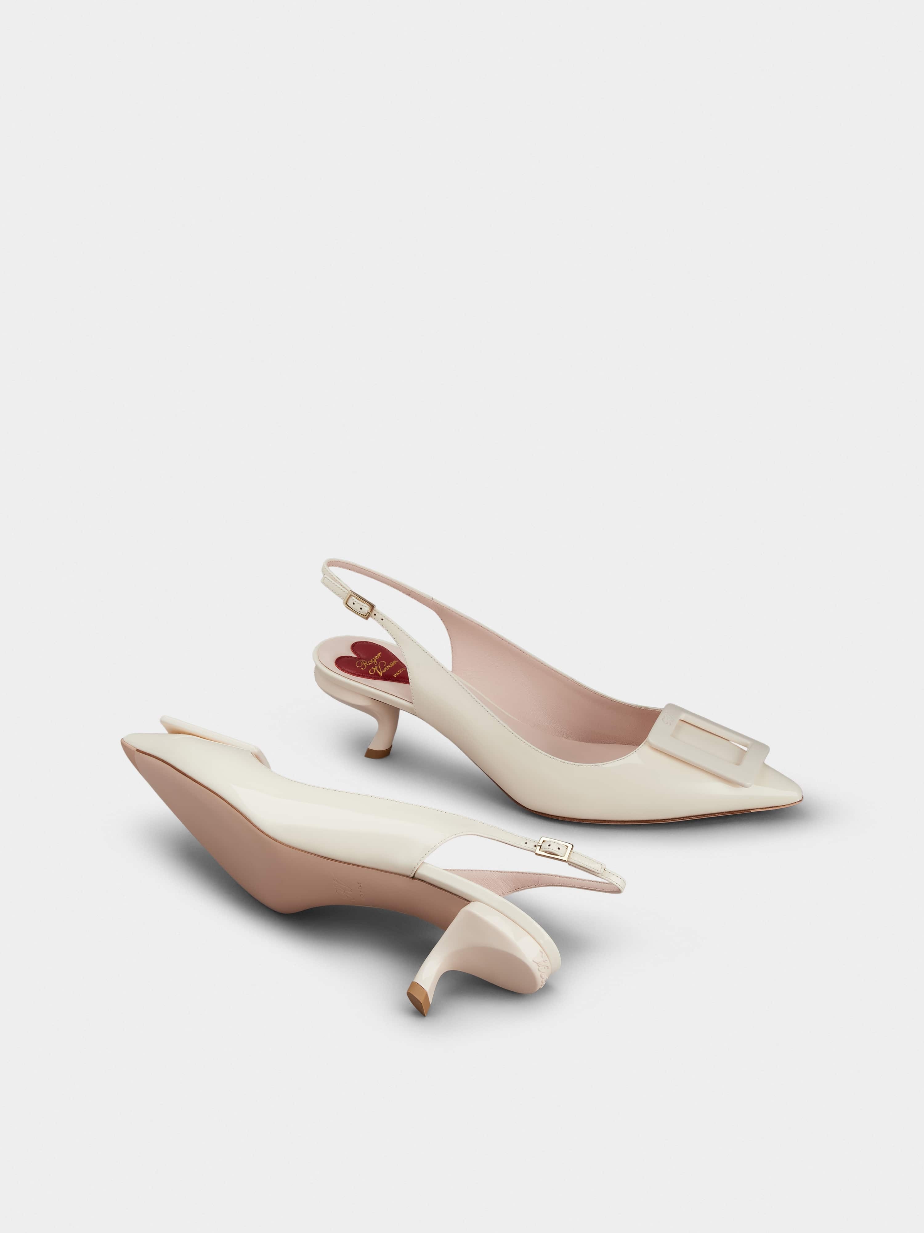 Virgule Lacquered Buckle Slingback Pumps in Patent Leather - 6