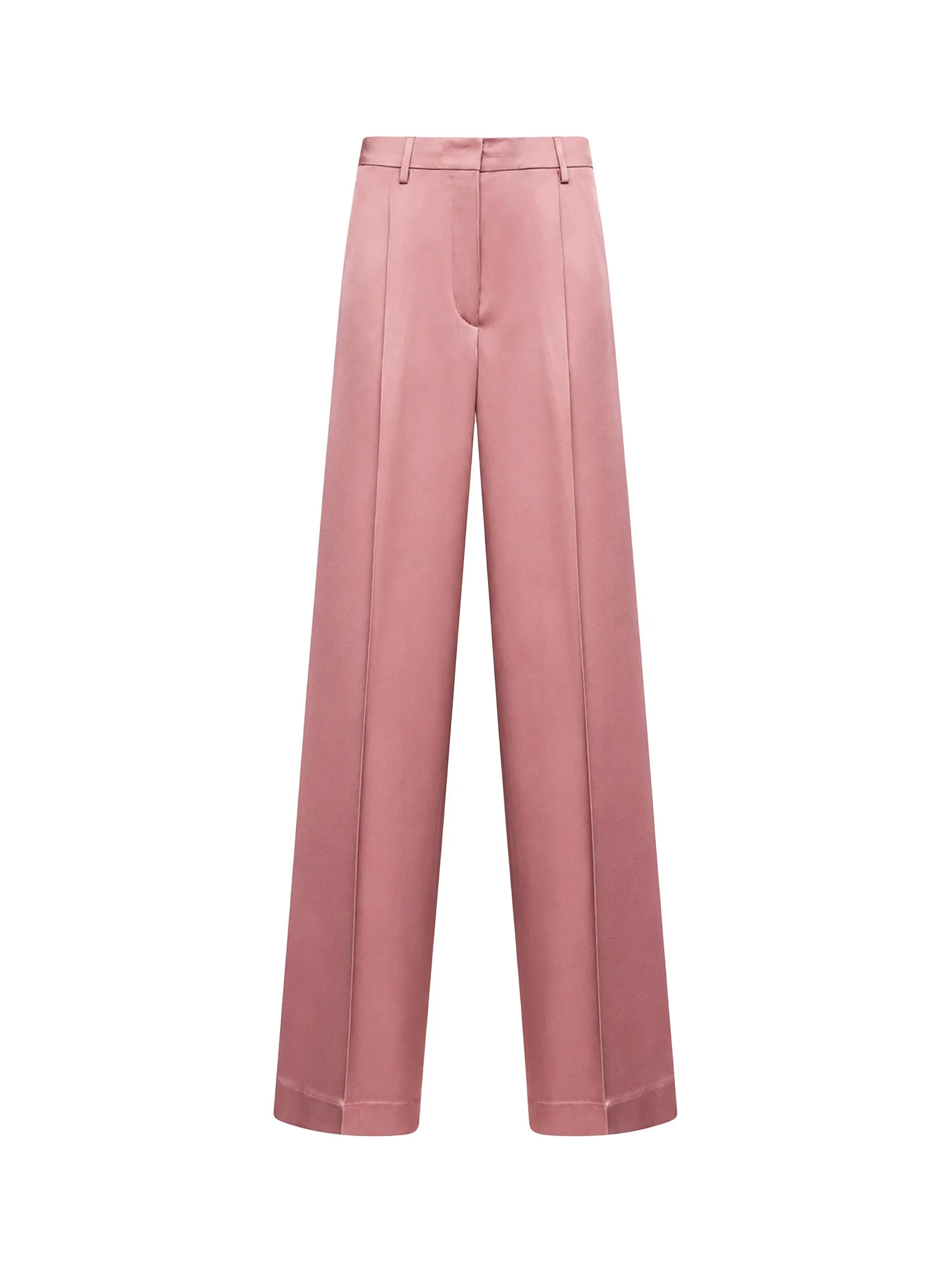 Old rose fluid crepe satin Portias straight-leg trousers - 1