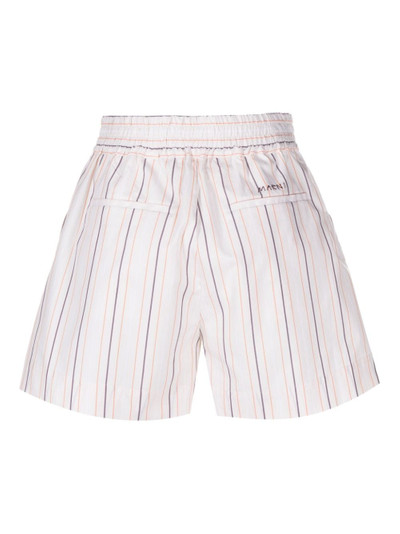 Marni embroidered-logo striped poplin shorts outlook