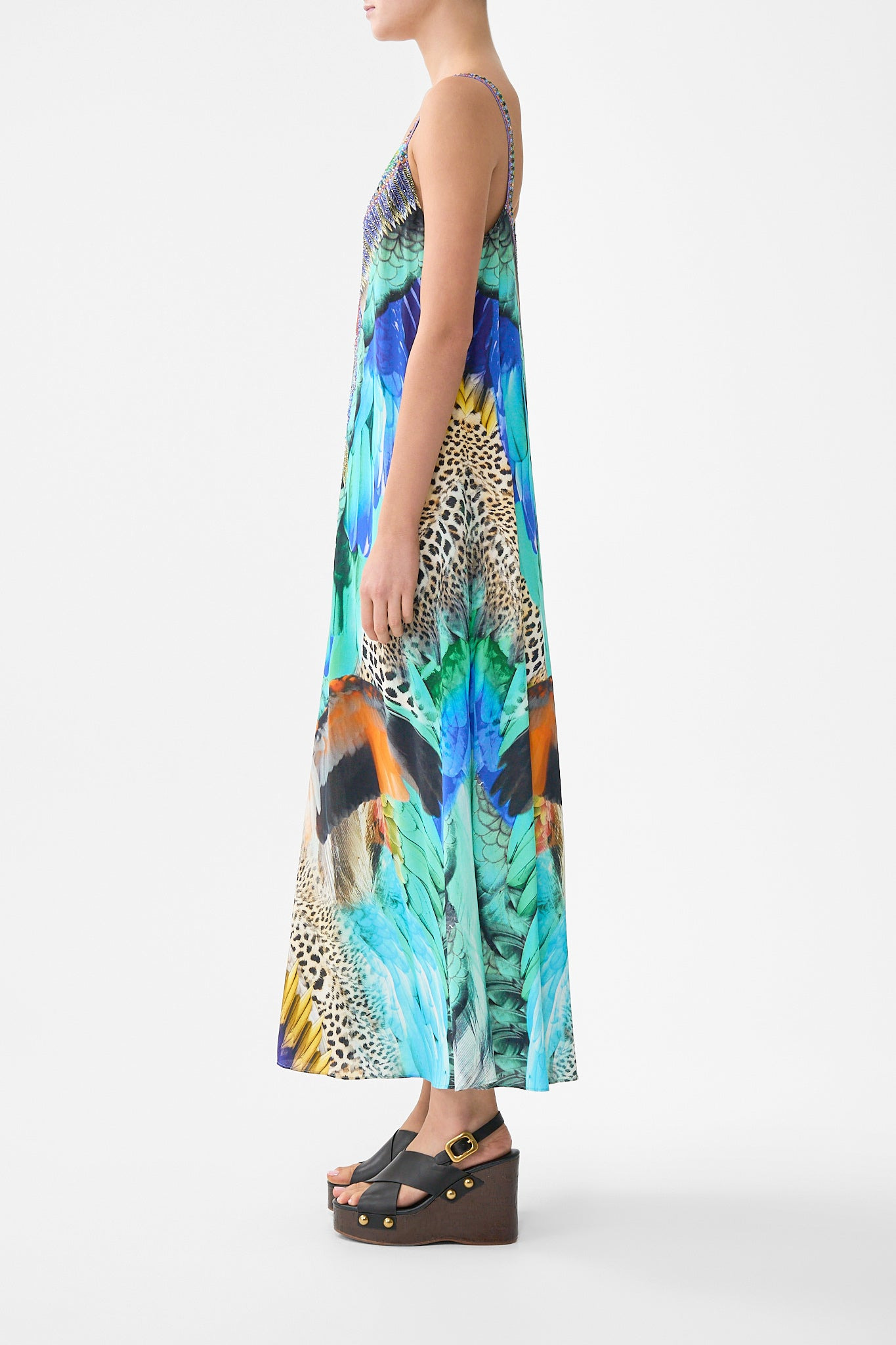 V NECK MIDI SLIP DRESS - 4