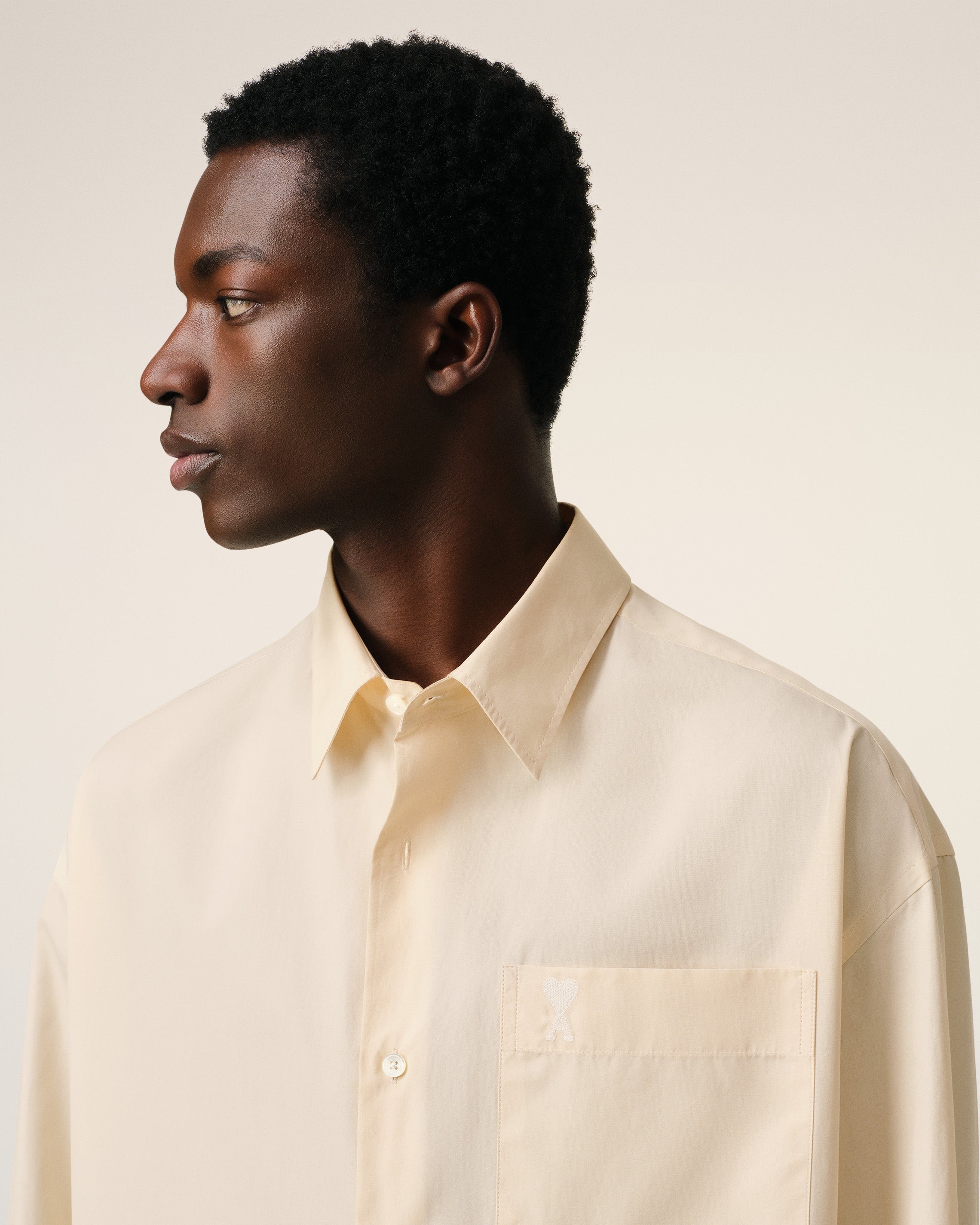 BEIGE COTTON AMI DE COEUR BOXY SHIRT - 4