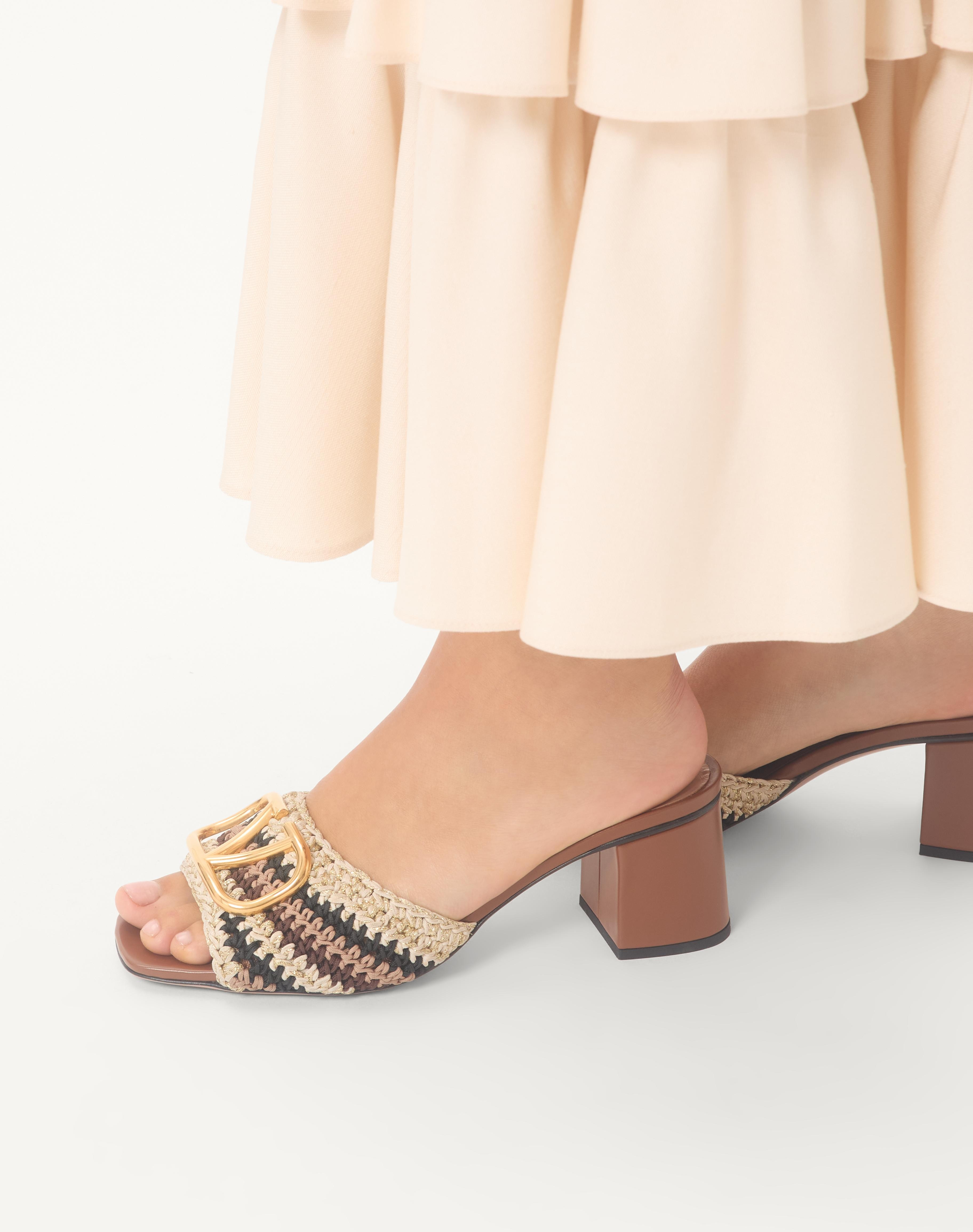 VLOGO SIGNATURE SLIDE SANDAL WITH CROCHET EMBROIDERY 60MM - 2