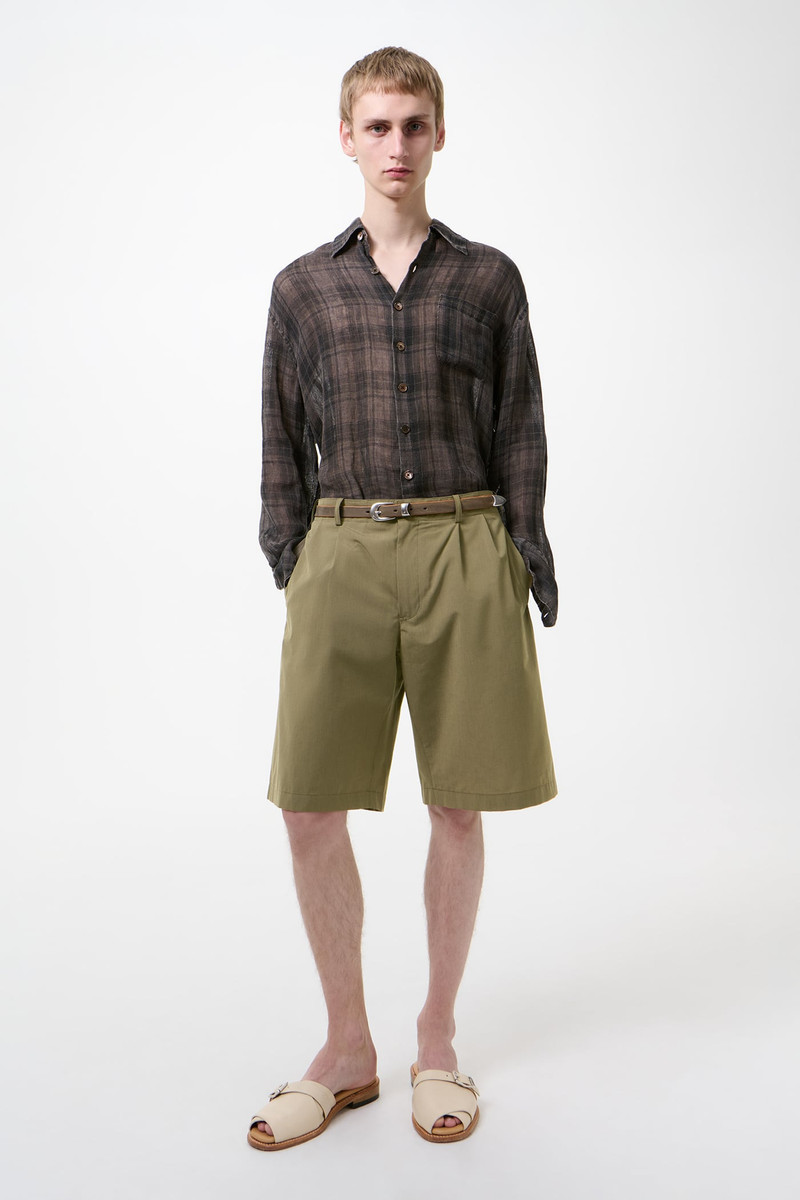 Our Legacy Ponte Shorts Dry Leaf Balance Woolcot outlook