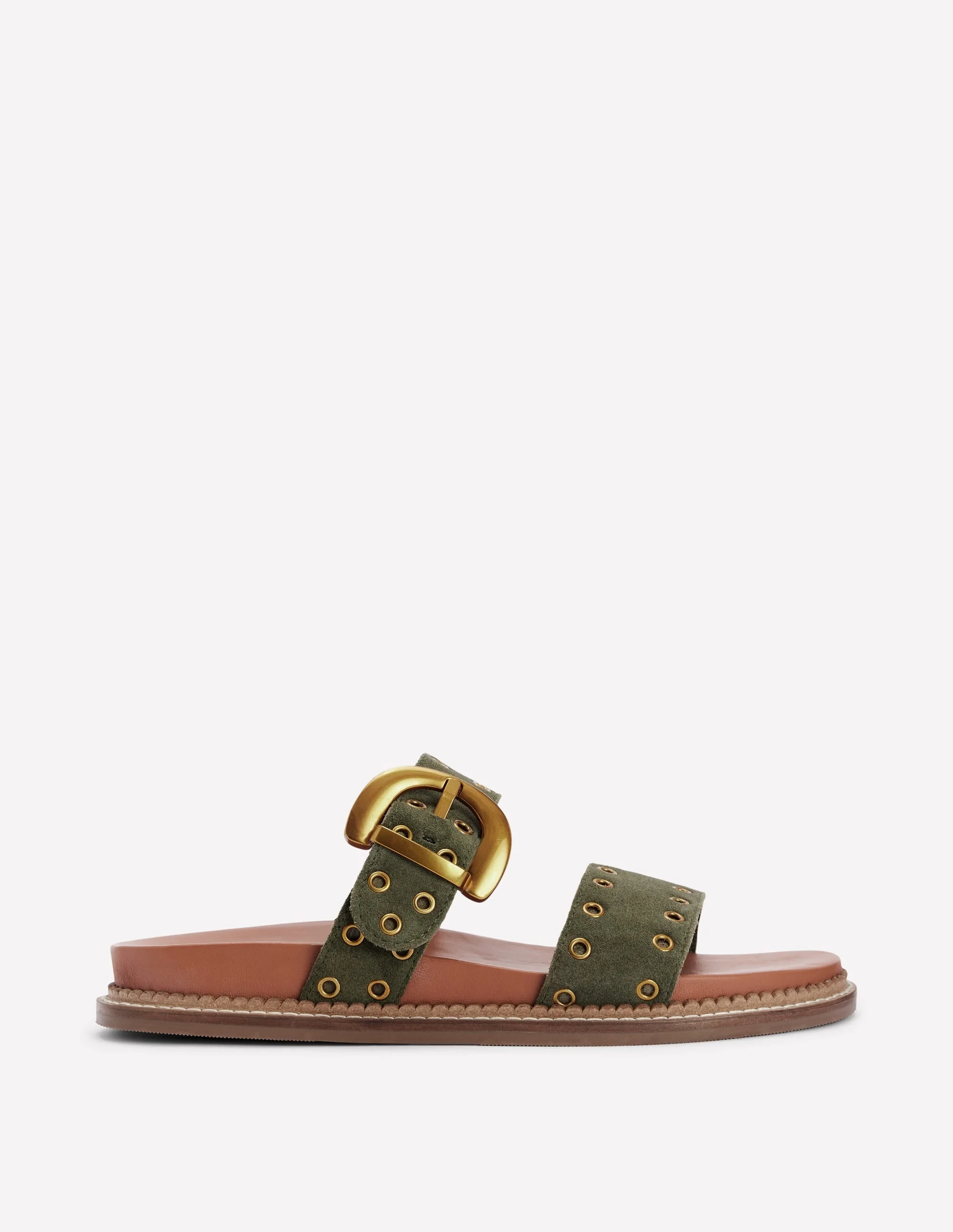 Caryl Double Strap Sandals-Deep Olive - 1