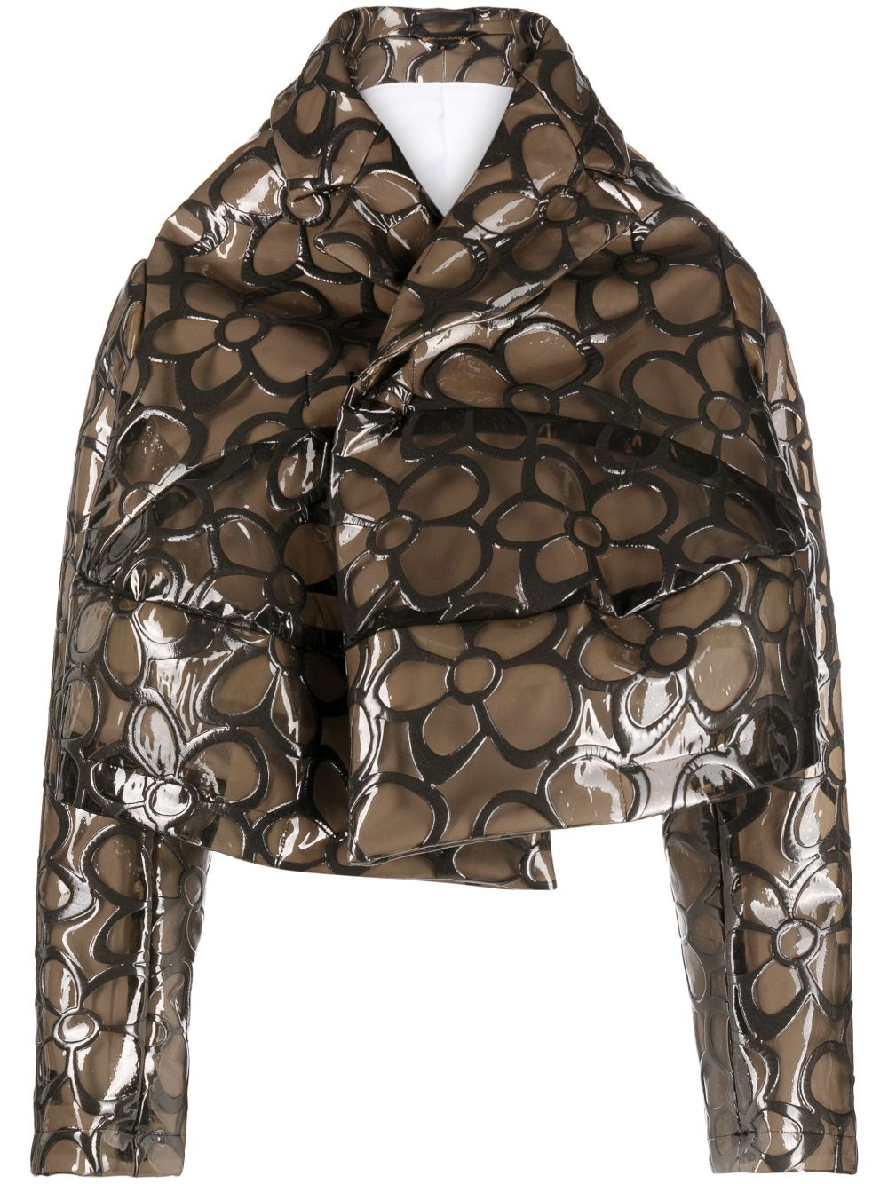floral-print cropped jacket - 1