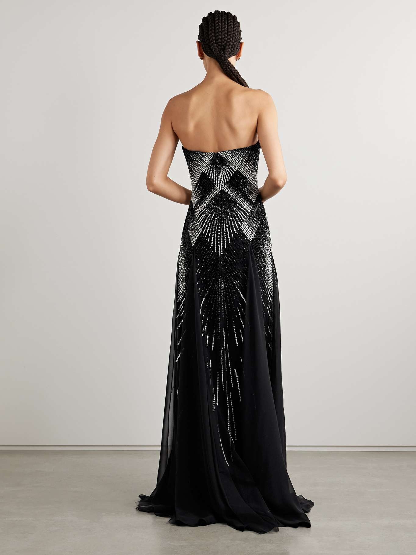 Strapless embellished tulle gown Black - 3