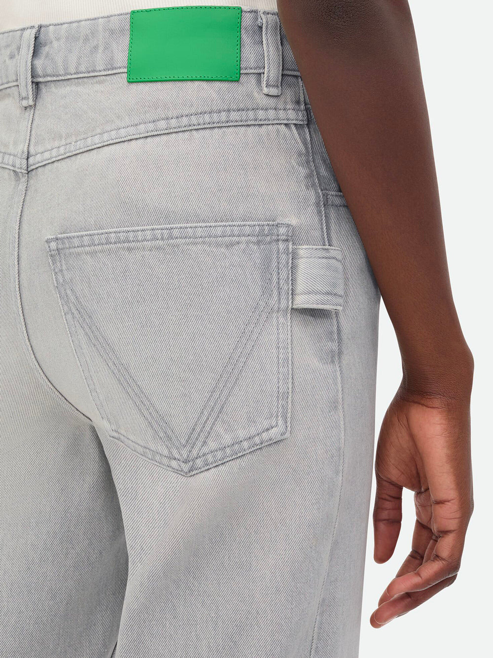 Bottega Veneta Women Light Grey Washed Denim Flared Jeans - 5