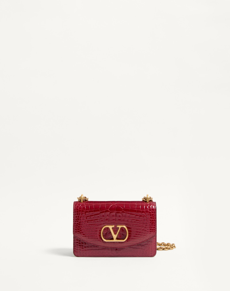 VALENTINO GARAVANI VAIN SMALL SHOULDER BAG IN CROCODILE LEATHER 1