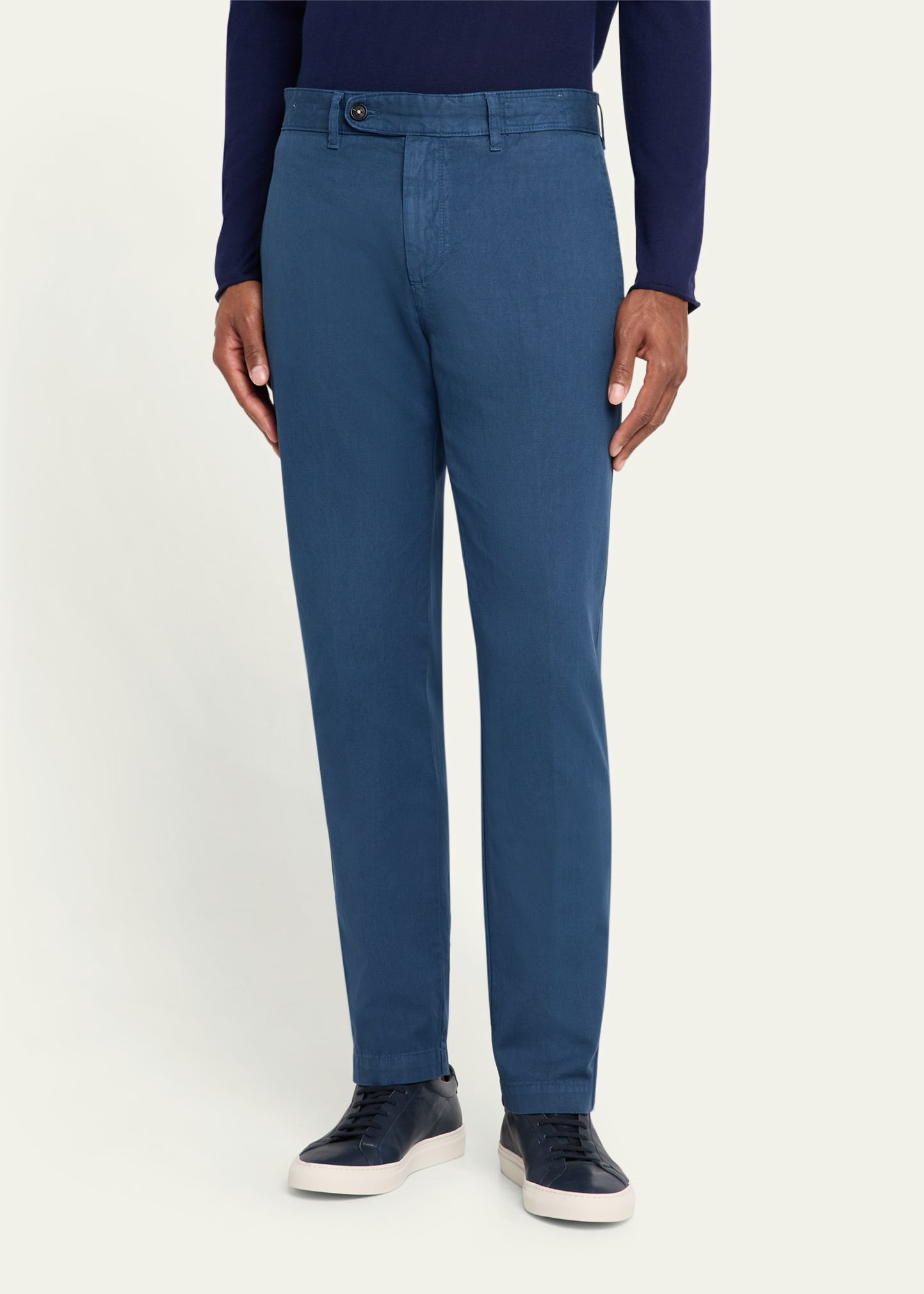 Men's Cotton-Linen Flat-Front Trousers - 4