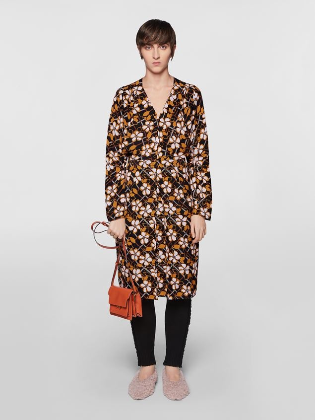 VISCOSE SATIN DRESS WITH LONG KIMONO SLEEVES - 2