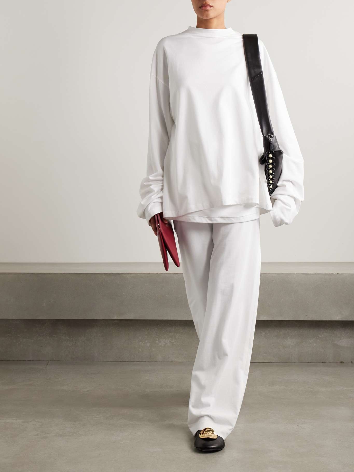Cotton-jersey wide leg pants White - 2