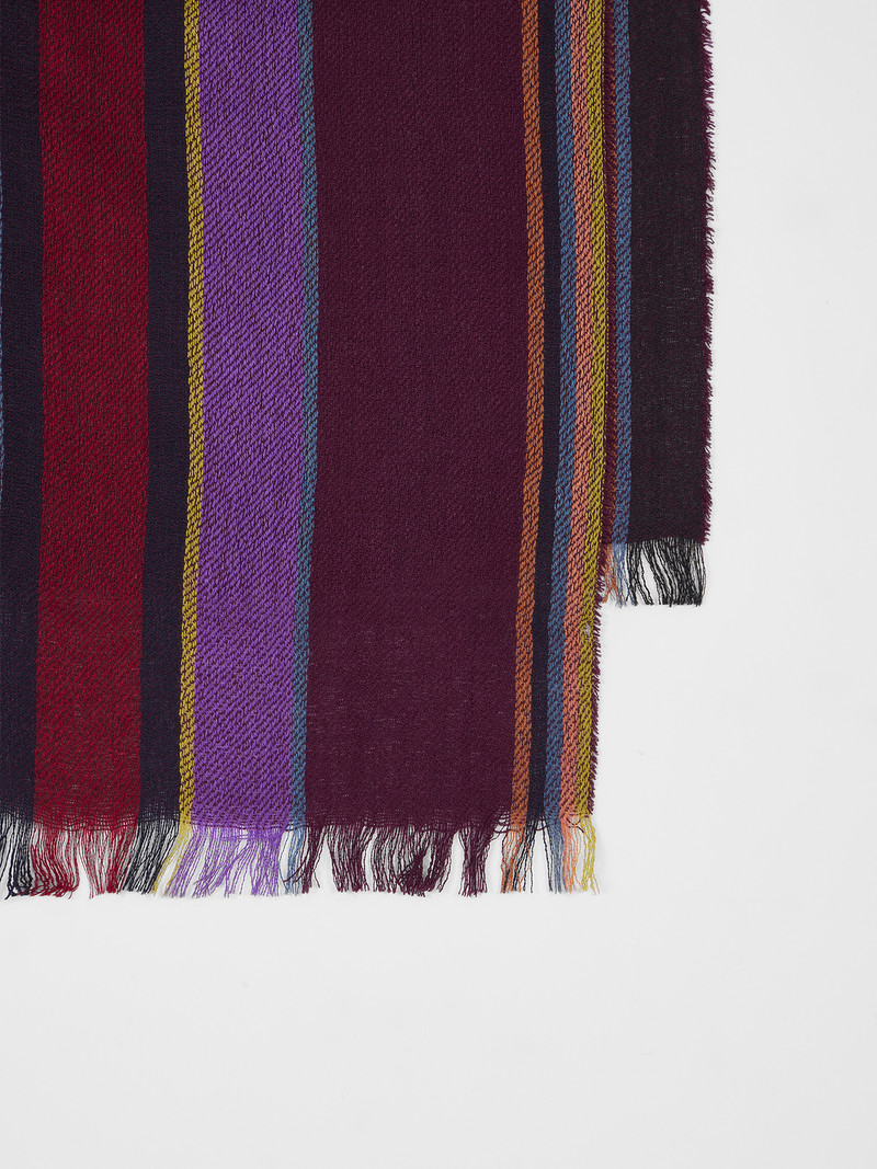 Paul Smith Red Merino-Silk Blend Colourful Stripe Scarf outlook