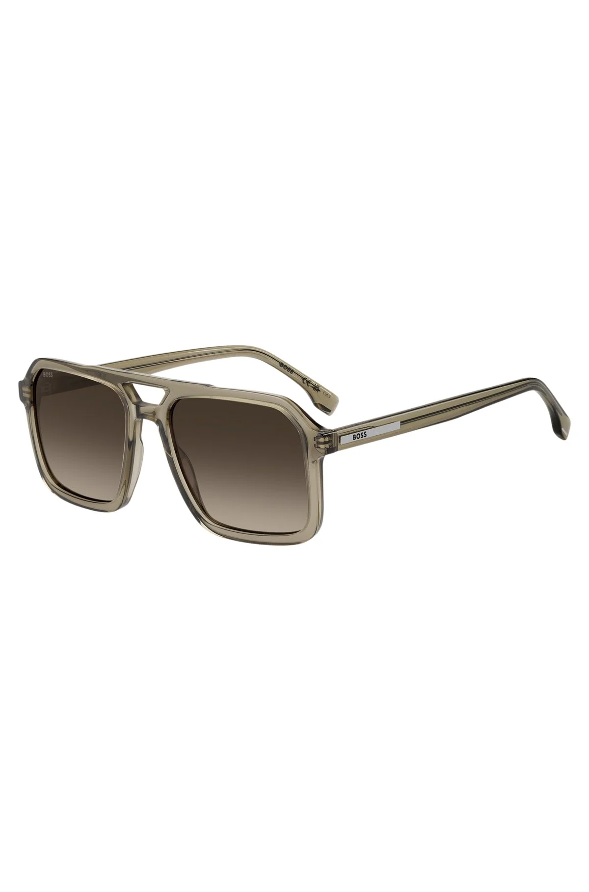 TRANSPARENT-BROWN SUNGLASSES WITH LOGO TRIM - 1