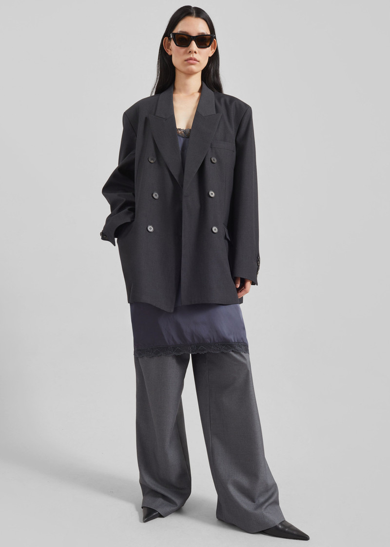 Daroca Double-Breasted Blazer - Charcoal 9
