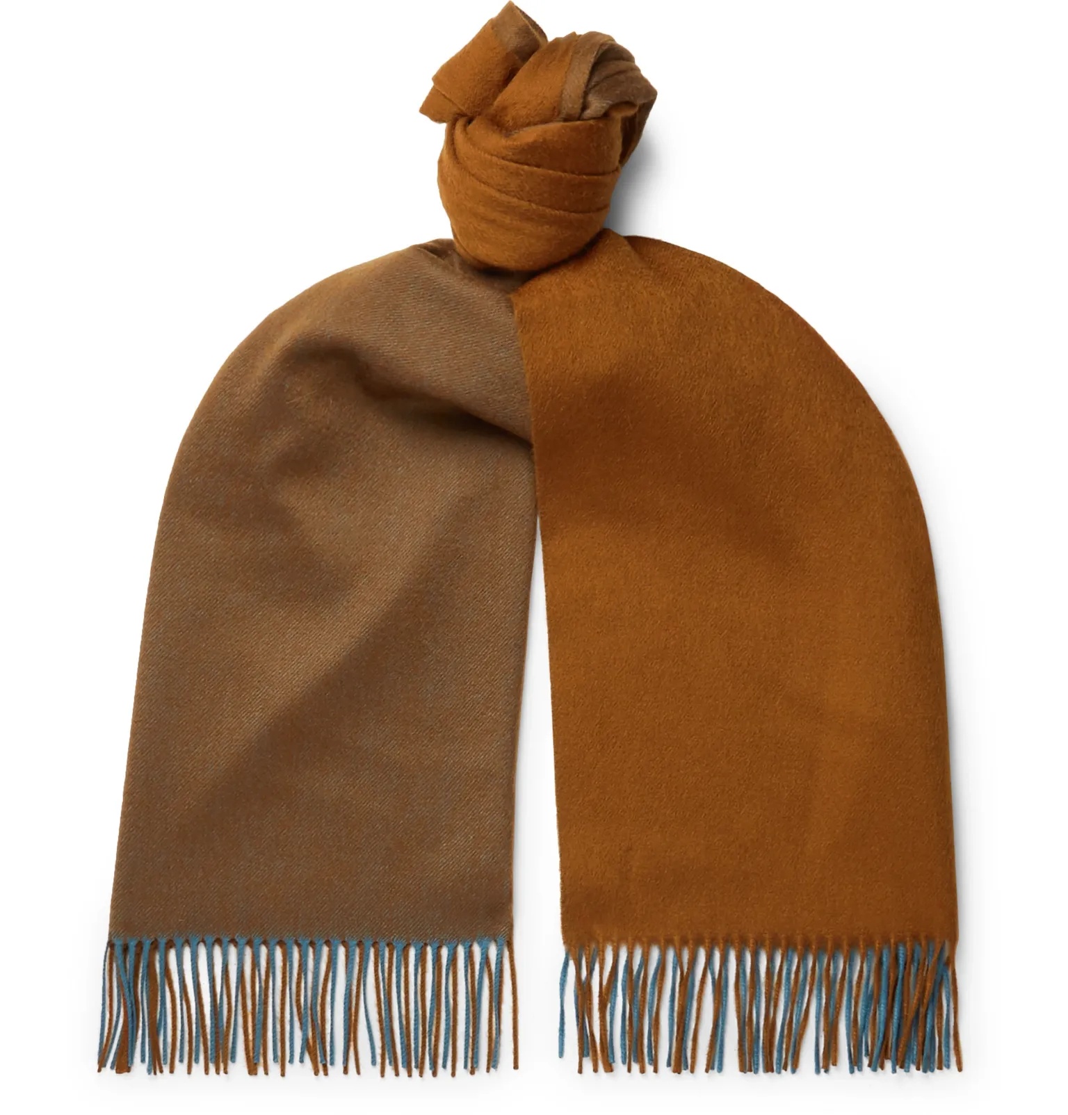 Fringed Colour-Block Cashmere Scarf - 1