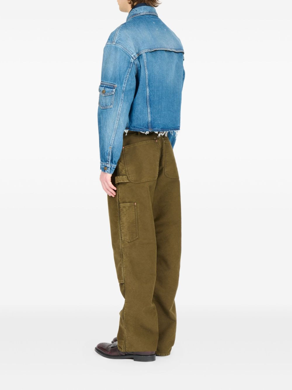 frayed denim jacket - 5