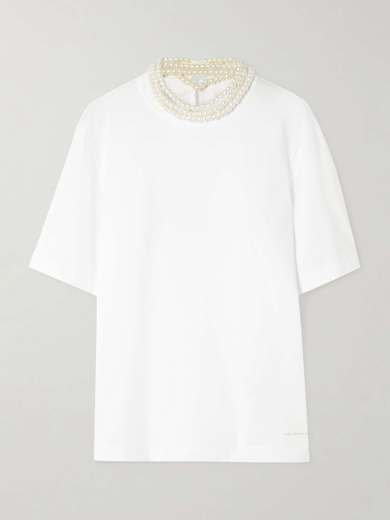 faux-pearl-embellishment T-shirt - 1