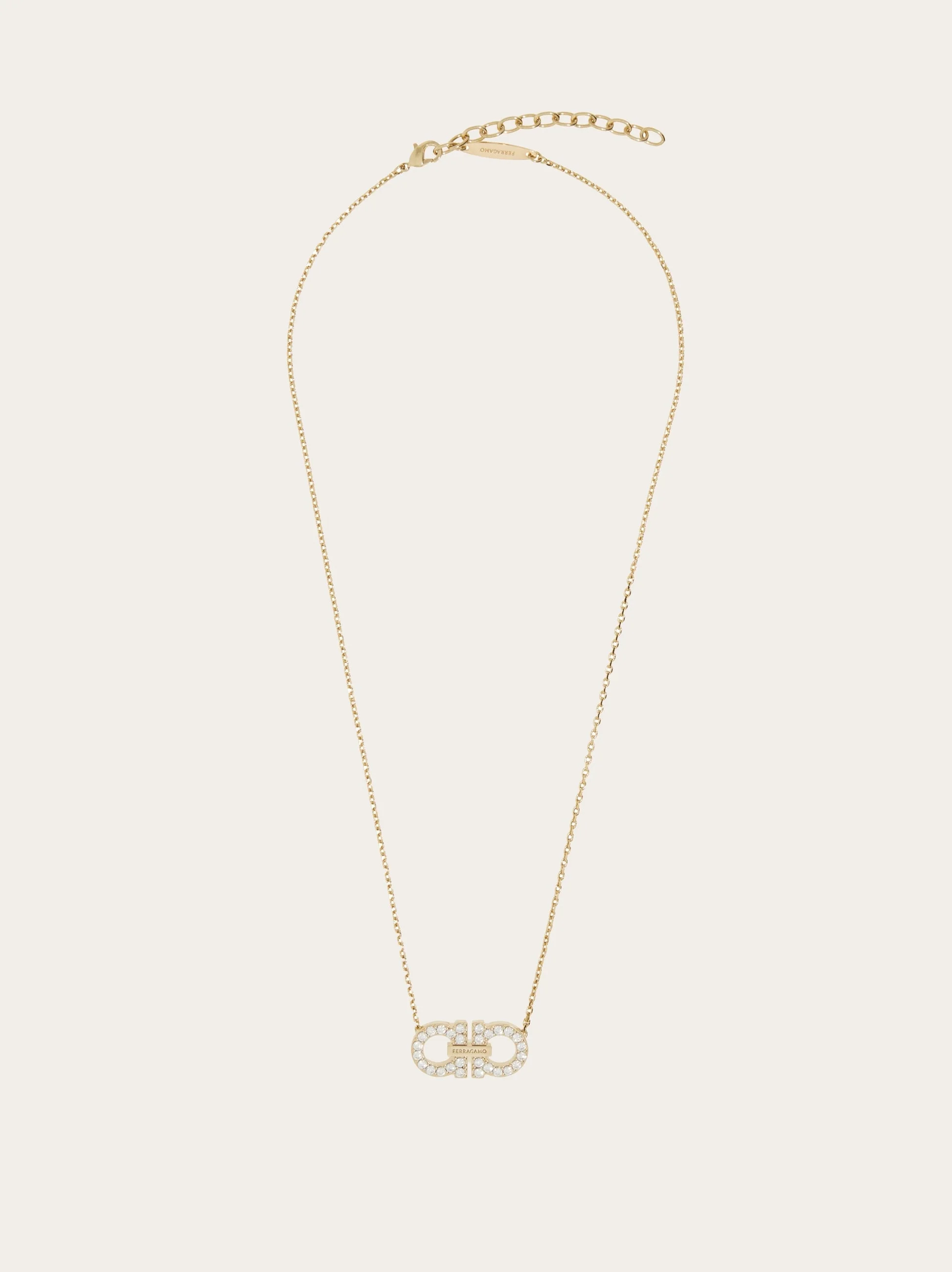 Crystal embellished Gancini pendant necklace - 1