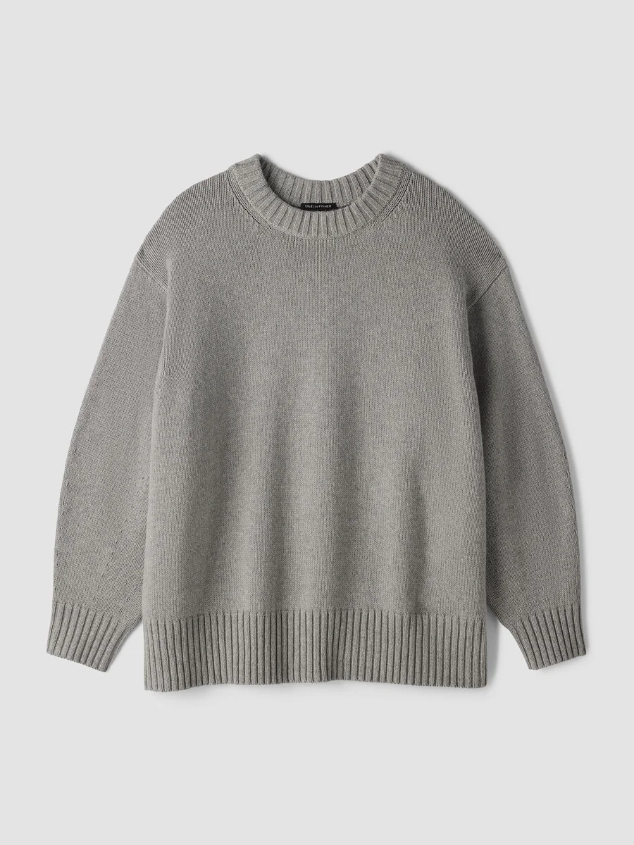 Cotton & Recycled Cashmere Crew Neck Long Top - 1